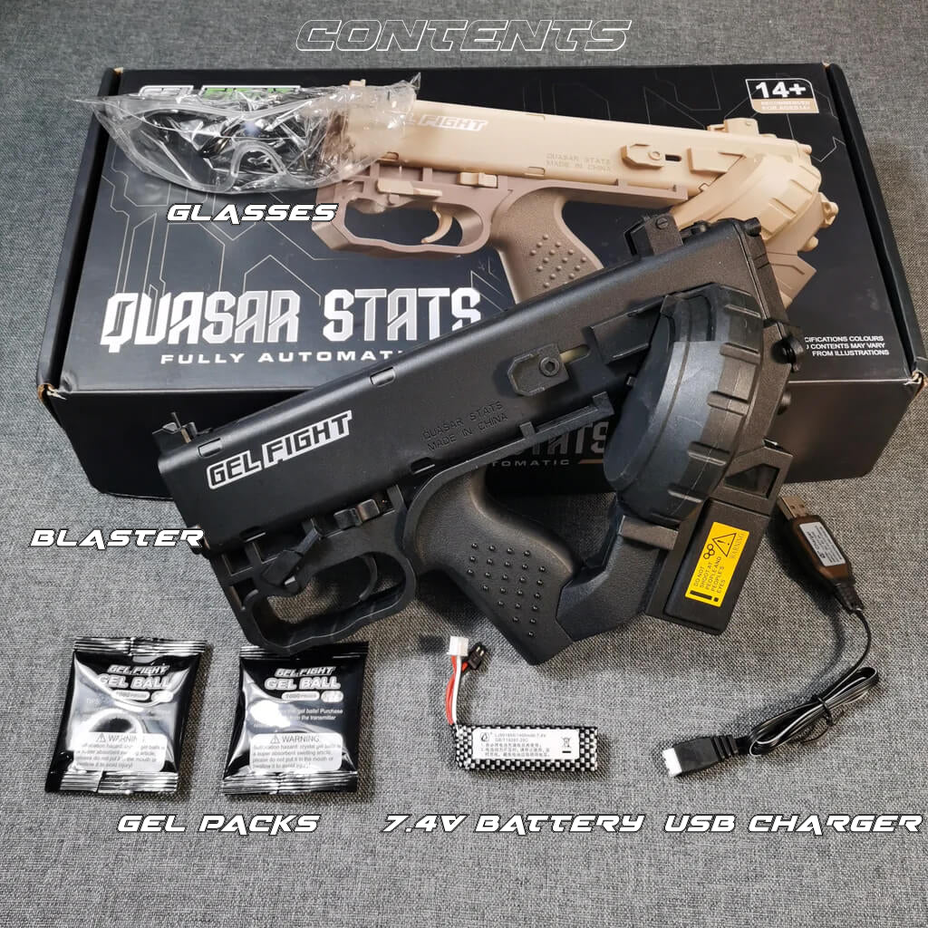 Gel Blaster Pistol Toy Cyberpunk DR12 Quasar Electric Blaster - Funky Blaster