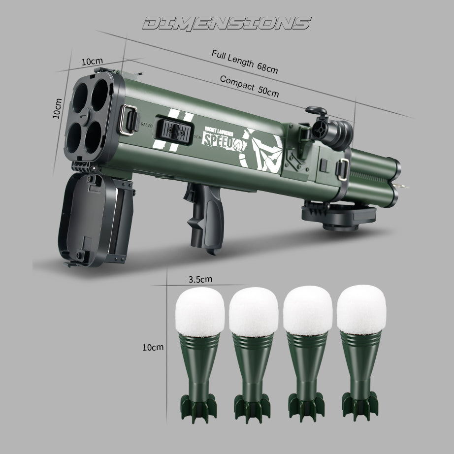 Foam Dart Rocket Launcher Toy LH M202 LED Lit Rockets Manual Blaster - Funky Blaster